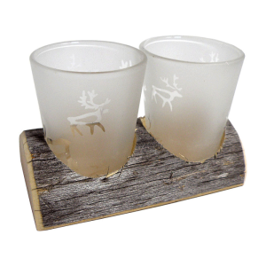 Schnapsglas-Set "Poro - Rentier" mit Keloholzständer