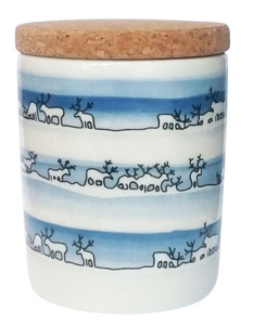 Purki Porotokka Keramikdose mit Korkdeckel und Rentiermotiven