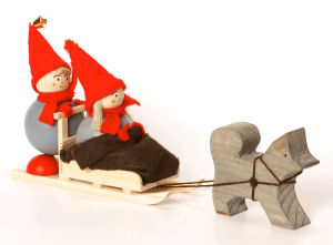 Silas Tonttukylä Tonttu  Pyry & Tessa auf Huskyschlitten