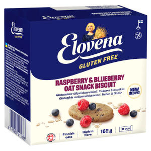 Elovena Gluteeniton Välipalakau­rakeksi Vadelma & mustikka - Glutenfreie Hafer-Keksriegel Himbeer & Blaubeer