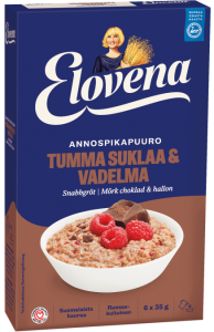 Elovena Instant-Haferflocken Tumma Suklaa-Veadelma Dunkle Schokolade-Himbeere Haferbrei