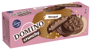 Fazer Domino Crunchy Nougat herkuttelukeksi Doppelkeks mit Nougat-Füllung