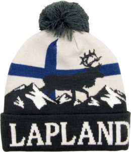 Pipo Strickmütze Lapland Rentier mit finnischer Flagge
