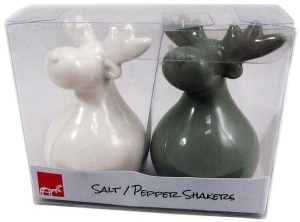 Salz- und Pfefferstreuer-Elche mit Keloholzständer