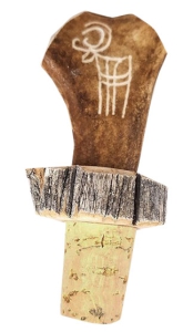 Keloholz-Flaschenverschluß Kork mit Rentierhorn