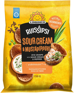 Linkosuo Ruissipsi Sour Cream & Mustapippuri Roggenchips Sour Cream & schwarzer Pfeffer