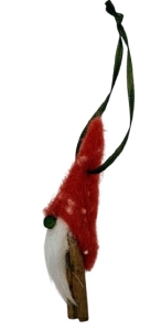 Kanelitonttu Zimtstangen-Wichtel mit rot-weißer Filzmütze und grüner Nase