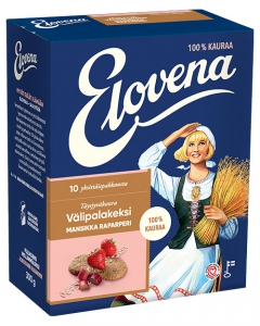Elovena Välipalakeksi Mansikka-Raparperi Keksriegel Erdbeer-Rhabarber