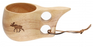 Kuksa mit Elchprägung und Lederband