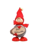 Silas Tonttukylä Tonttu Aapeli mit Schild "Frohe Weihnachten"